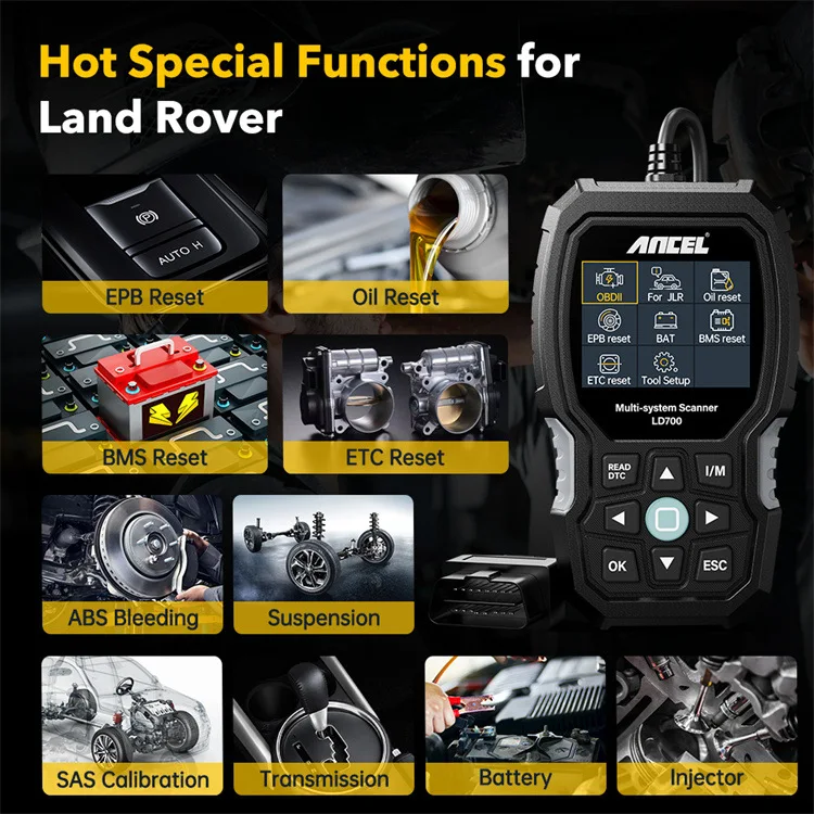 

Электрический сканер кодов ANCEL LD700 OBD2 для Jaguar Land Rover, полносистемный диагностический инструмент, английский