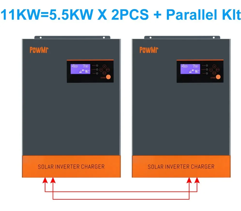 PowMr 11KW 48V Batteryless Inverter 220V 80A MPPT 500V PV Input With/no Parallel Function 11000W Hybrid Solar Inverter