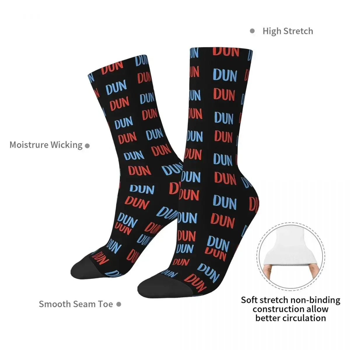 Dun Dun Law And Order Themed Socks Harajuku Absorbing Stockings All Season Long Socks Accessories for Unisex Birthday Present