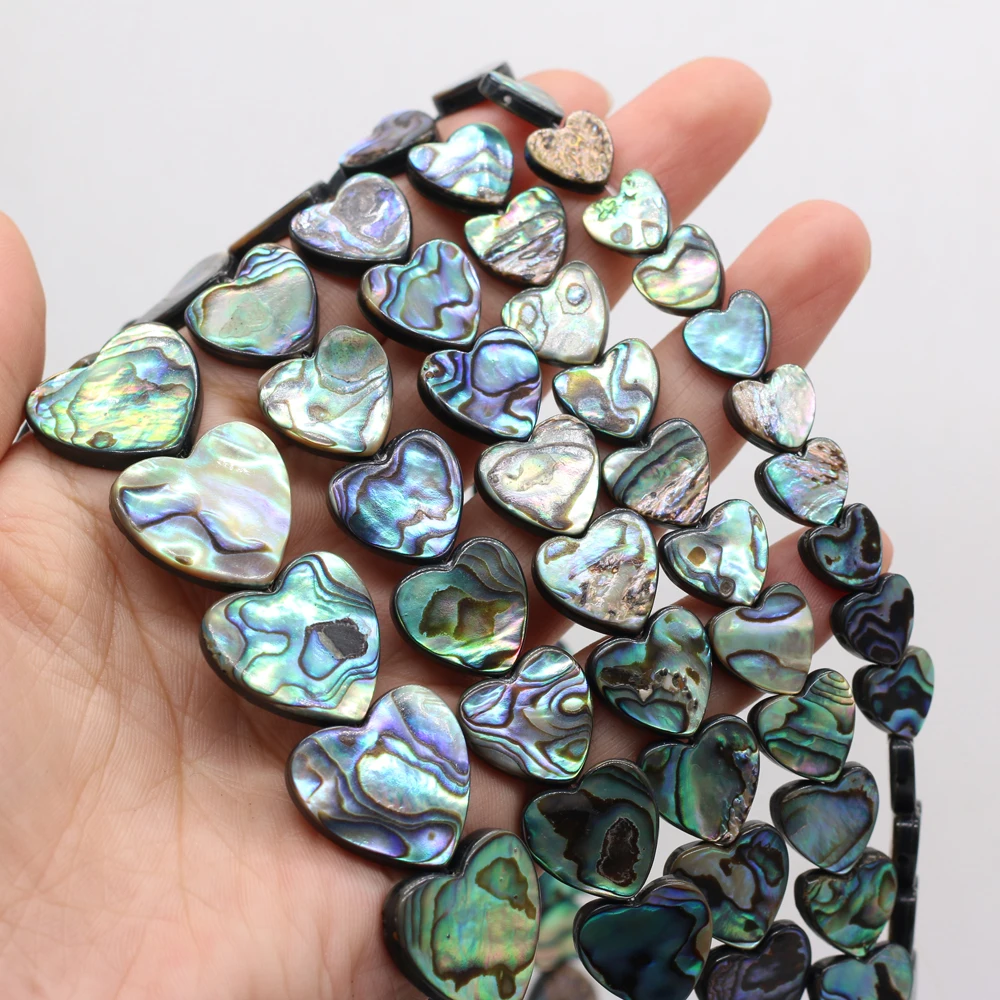 10 Stück DIY lose Perlen, Abalone-Muschel-Herzperlen, 16/18 mm, für die Schmuckherstellung, DIY-Halsketten, Armbänder, Ketten, Ohrringe, Zubehör – Detail 4