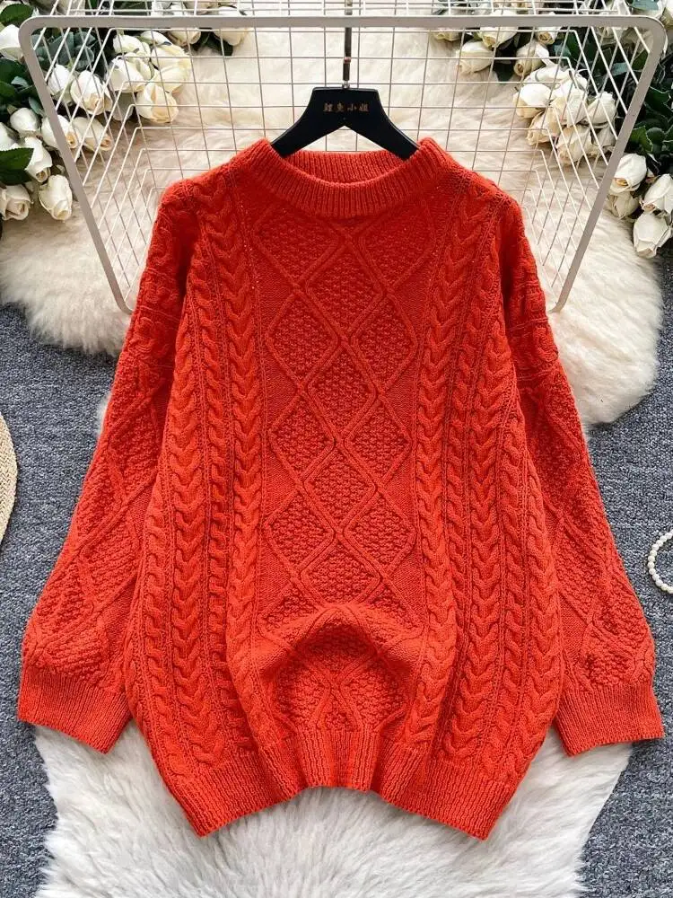 البلوزات النساء الخريف الشتاء كسول نمط بلوزة كاجوال محبوك أعلى الإناث فضفاضة طويلة الأكمام الشارع الشهير الكورية #2