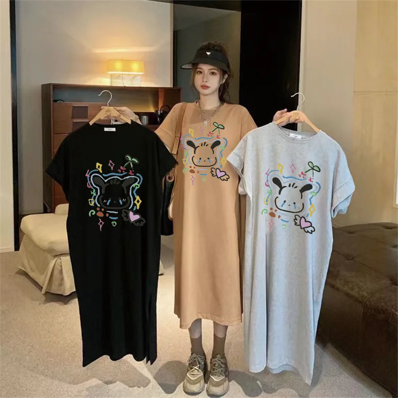 

Платье-футболка для женщин, летняя свободная повседневная ленивая стильная супер длинная ленивая юбка, длинная юбка трапециевидной формы