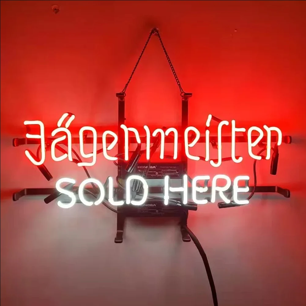 

Jagermeifters Sold Here Neon Sign Light Custom Handmade Real Glass Tube Beer Bar Store Advertise Room Decor Display Lamp 19"X12"