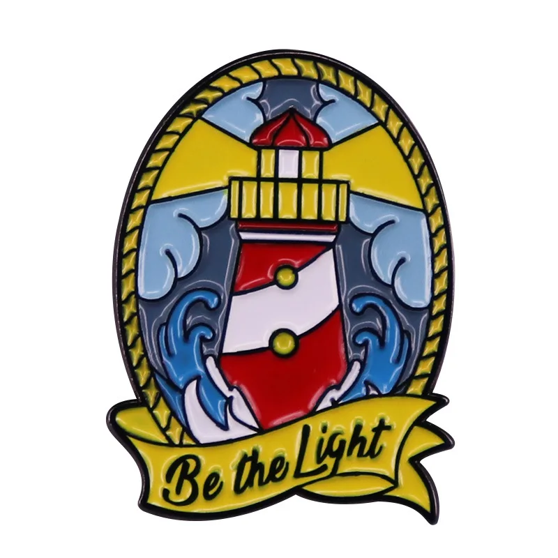 Becoming a Gift of Light Enamel Pin Grey Sky Lighthouse Badge