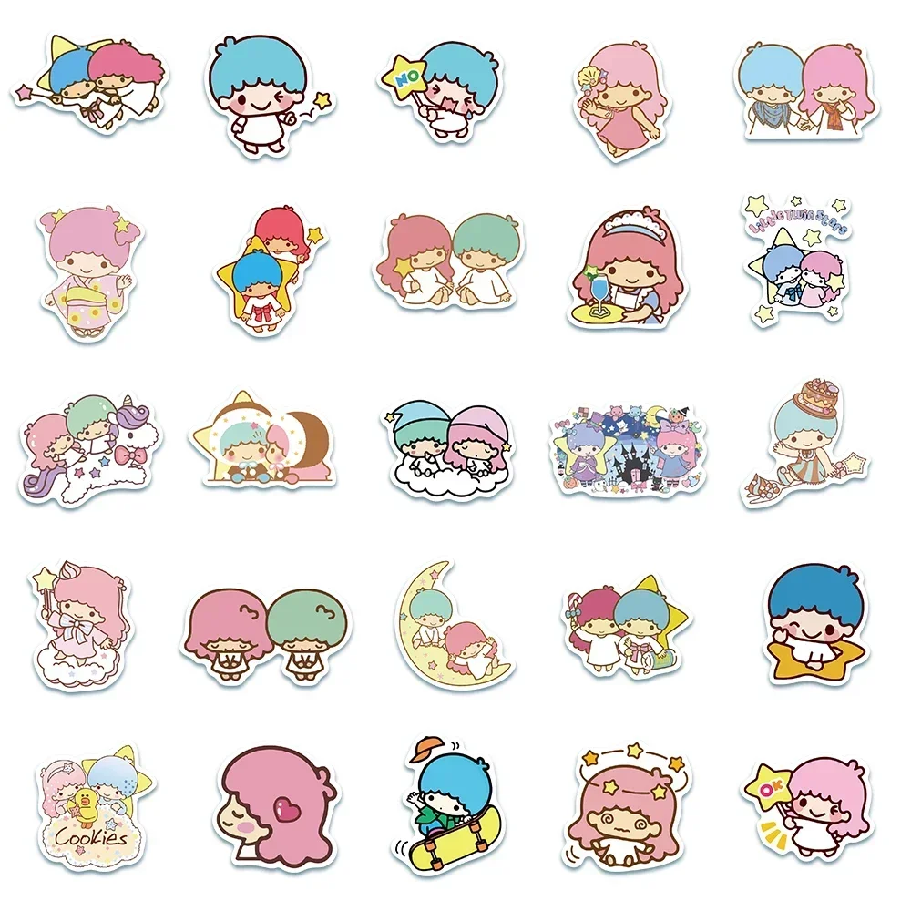 Kawaii Anime Graffiti naklejka śliczne małe bliźniacze gwiazdy naklejka na deskorolkę rower gitara Laptop wodoodporna naklejka zabawka dla dzieci prezent