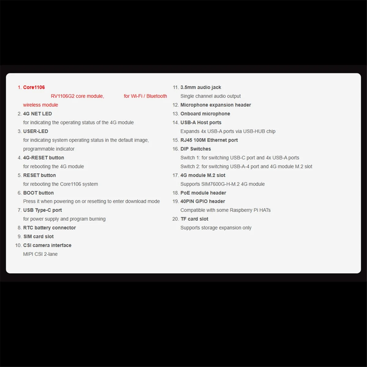 

M86K Pi B W Core1106 Плата разработки Micro-Type Linux RV1106G2 0,5 TOPS 128 МБ с Wi-Fi/Bluetooth, B
