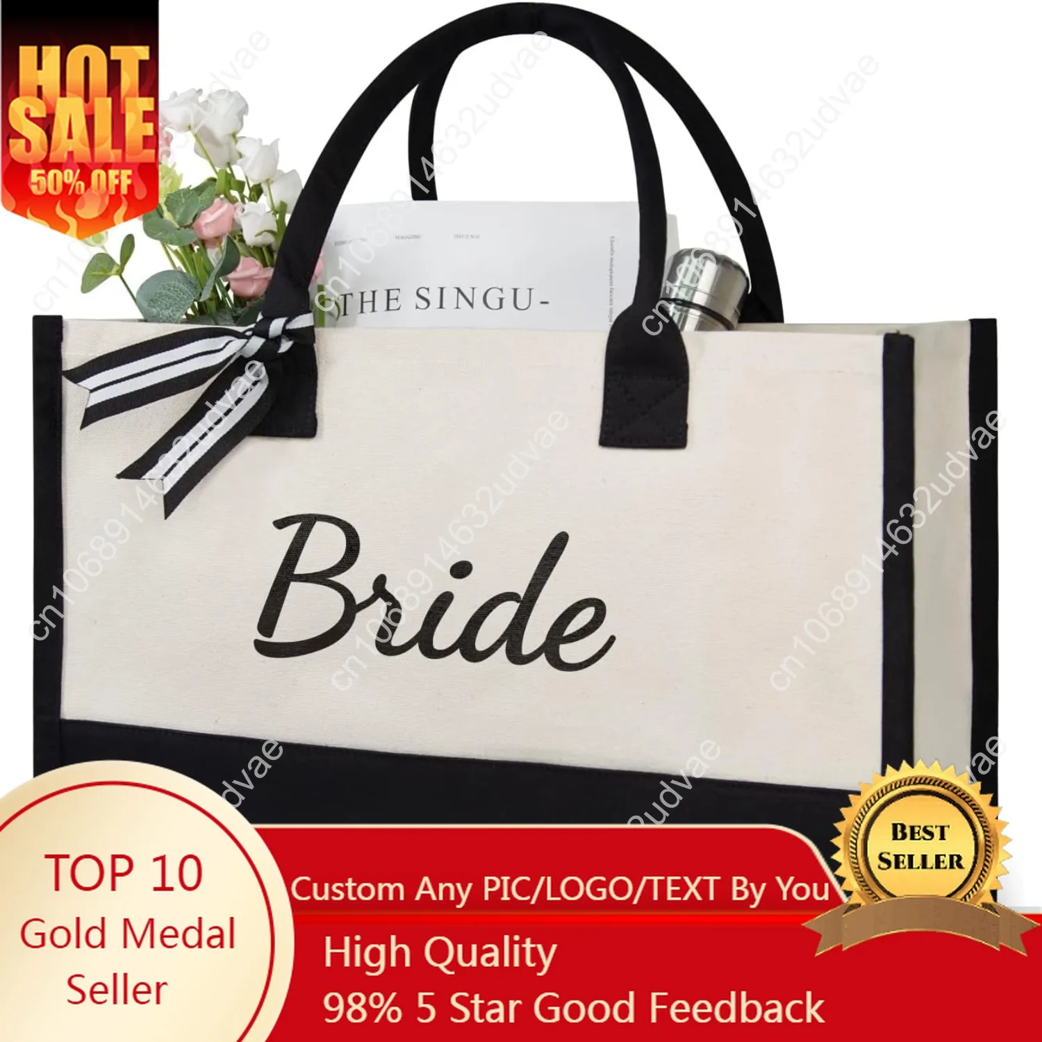 

TOPDesign Canvas Tote Bag, Bridal Shower Gifts for Bride, Wedding Bachelorette Bride Gifts Shoulder Bag