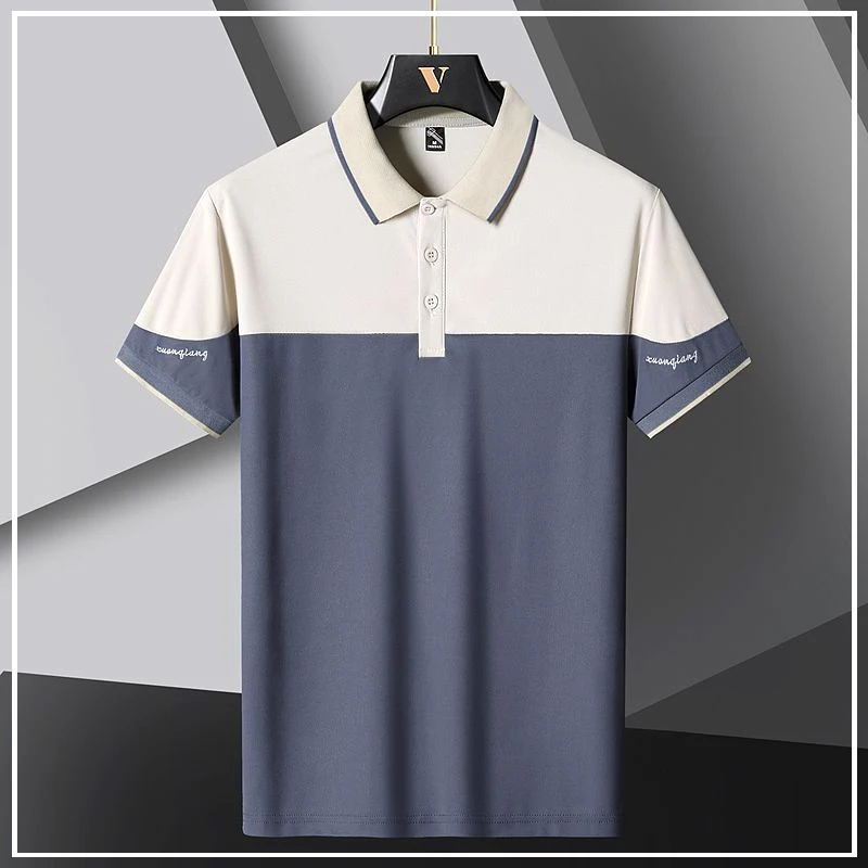 2024 New Models Summer Thin Style Ice Shreds Short Sleeved Smart Casual All-match Comfortable Trend Quick Drying Men's Polo