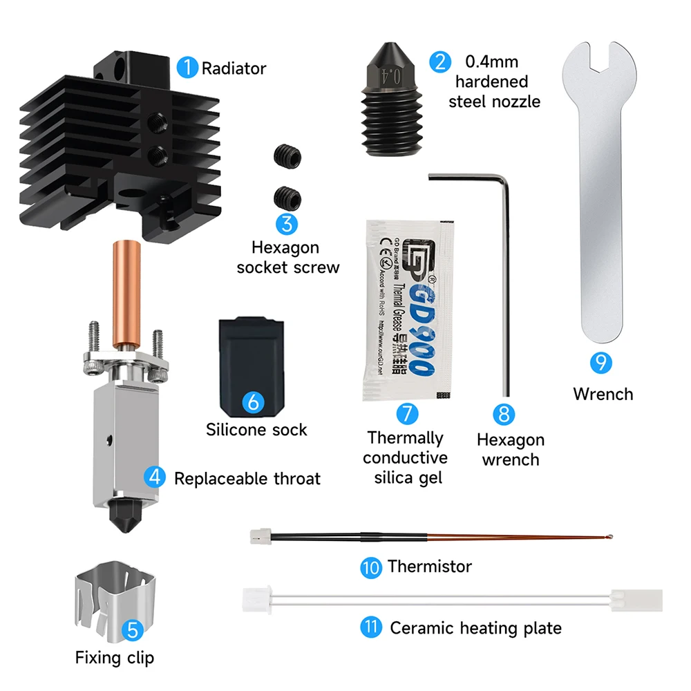 For Bambu lab Hotend Bi Metal Throat Nozzle Hardened Steel Nozzle Copper Nickel Plated Block For Bambulab x1c Hotend P1P Upgrade