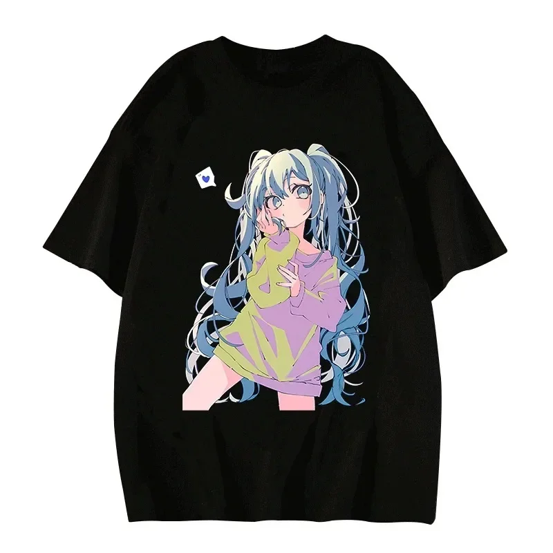 Personaggio anime giapponese carino MIKU 2024 nuovo stile 2024 donne di estate T-shirt moda di strada stile casual manica corta della signora T