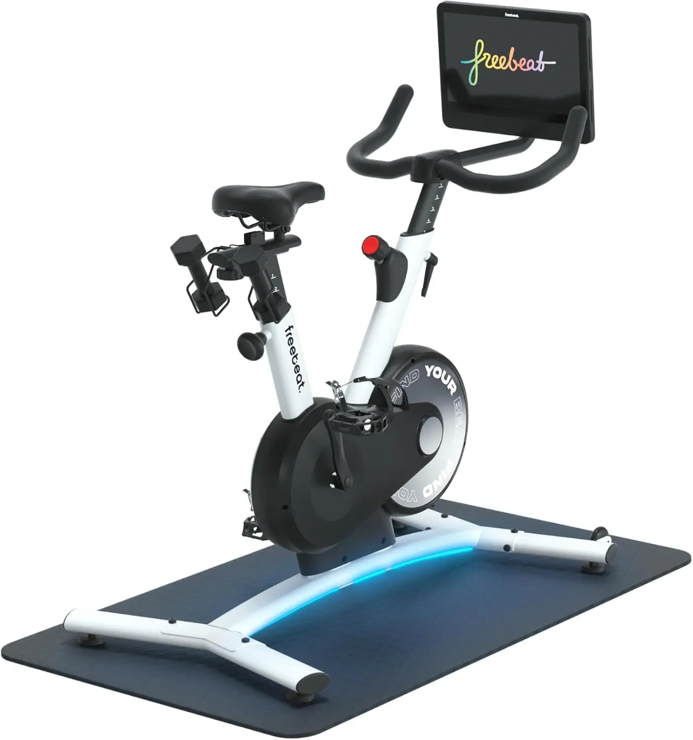 

Велотренажер Freebeat Boom, Smart Spin Bike для дома, 15,6-дюймовый сенсорный экран HD, автоматическое сопротивление, компактный стационарный велосипед с винтом