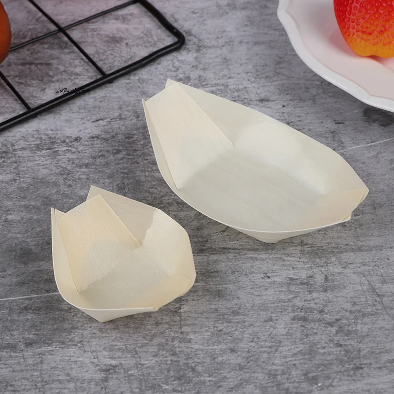 50 قطعة قوارب خشبية السوشي سلطة وعاء حلوى المتاح تخدم الصواني صديقة للبيئة خشبية السوشي قارب لوحات لتقديم الطعام الطرف #6