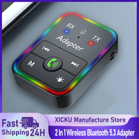 2 In 1 Wireless Bluetooth Receiver Transmitter BT5.3 Adapter 3.5mm AUX Jack For Car Music Audio Headphone Receiver Handsfree
