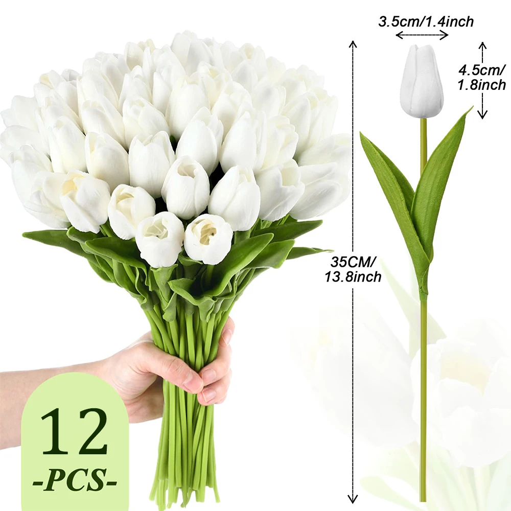 12 Stück Tulpen, künstliche Blumen, Kunstblumen, Muttertag, Valentinstag, Geschenke für Zuhause, Zimmer, Küche, Hochzeit, Tischdekoration – Detail 2