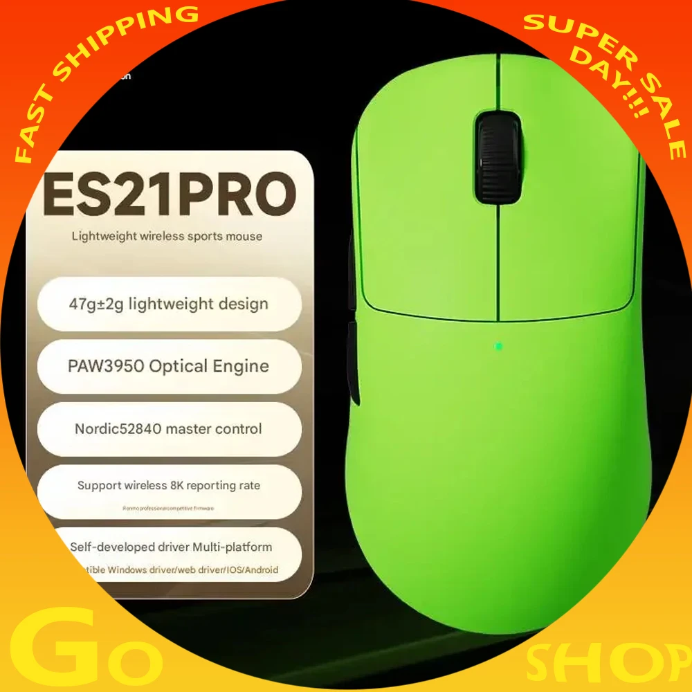 

Беспроводная мышь RAWM ES21PRO/ES21/ES21M, легкая PAW3950/PAW3395, модная эргономичная игровая мышь с сроком службы батареи для киберспорта