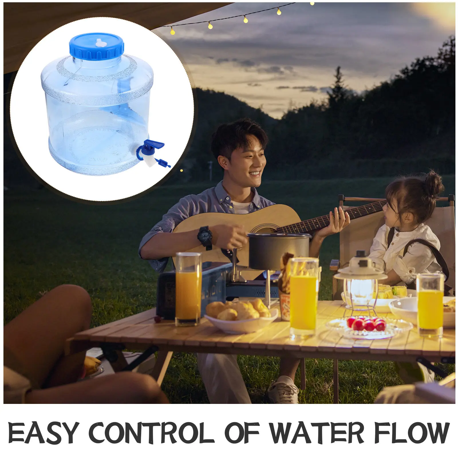 1Set Outdoor Water Container Wide Mouth Plastic Crown Cap Reusable Water Jug 7.5L Portable Camping Drinking Dispenser Jug Hiking view 2