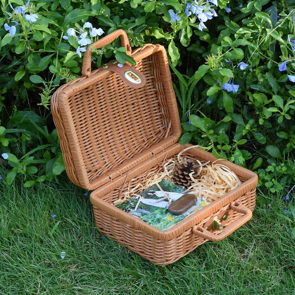 

Companion Gift Box USB Flash Drive 128GB Handmade Rattan Woven Suitcase Pen Drive 64GB Picnic Basket Pendrive Retro Storage Box