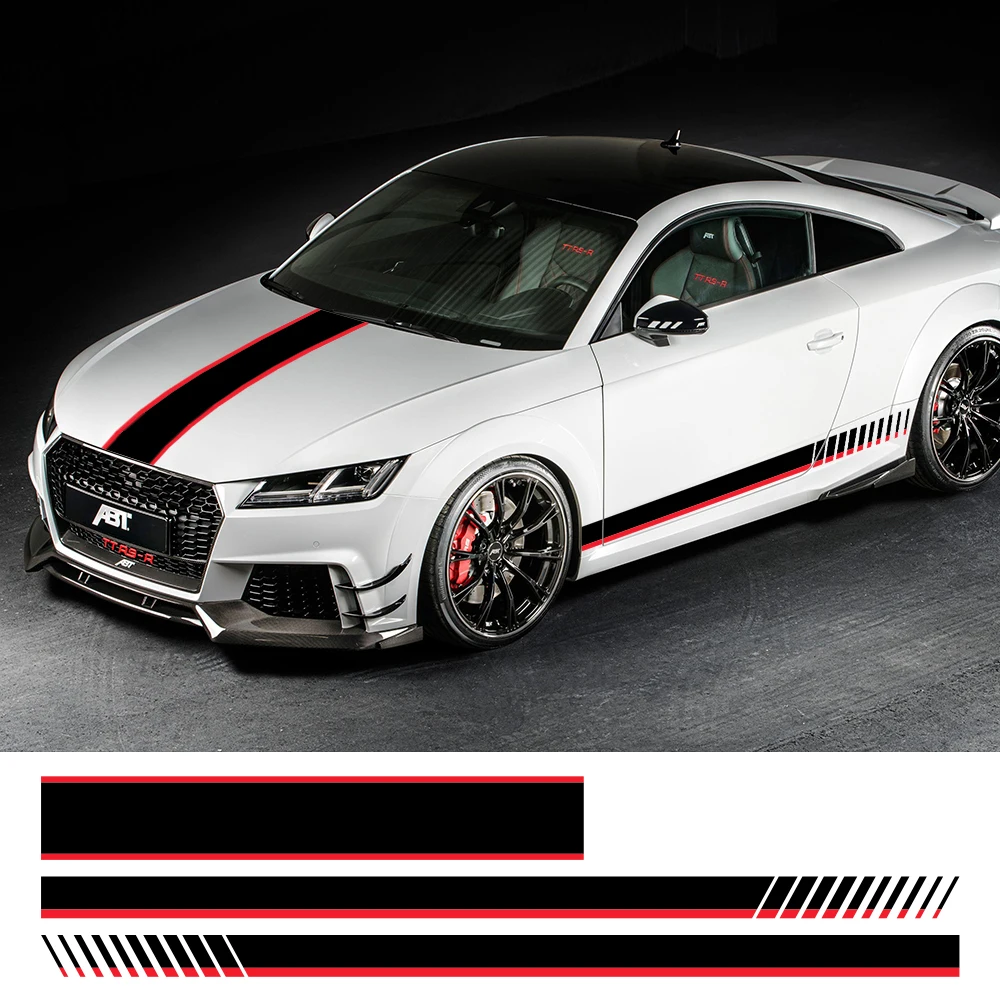 العالمي ملصقات السيارات ل الباب الجانب تنورة ، شرائط طويلة ، الفينيل فيلم الشارات ، هود ، خط الديكور ، السيارات ضبط الملحقات ، الرياضة نمط