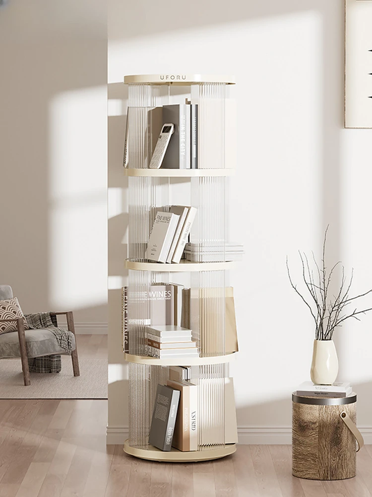 Storage bookshelves for floor-to-ceiling household 360-degree rotating children's bookcases with large capacity movable shelves