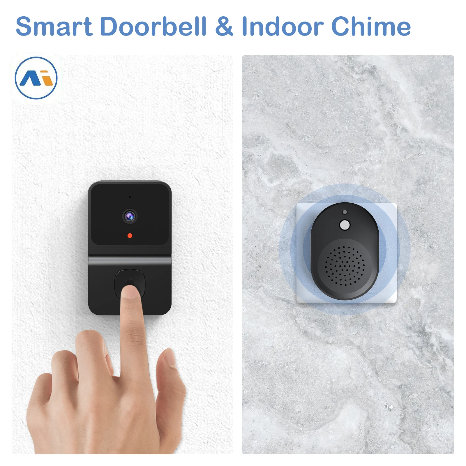 Smart Home WiFi Doorbell Camera With Chime Two Way Audio Security Protection Wireless Door Bell