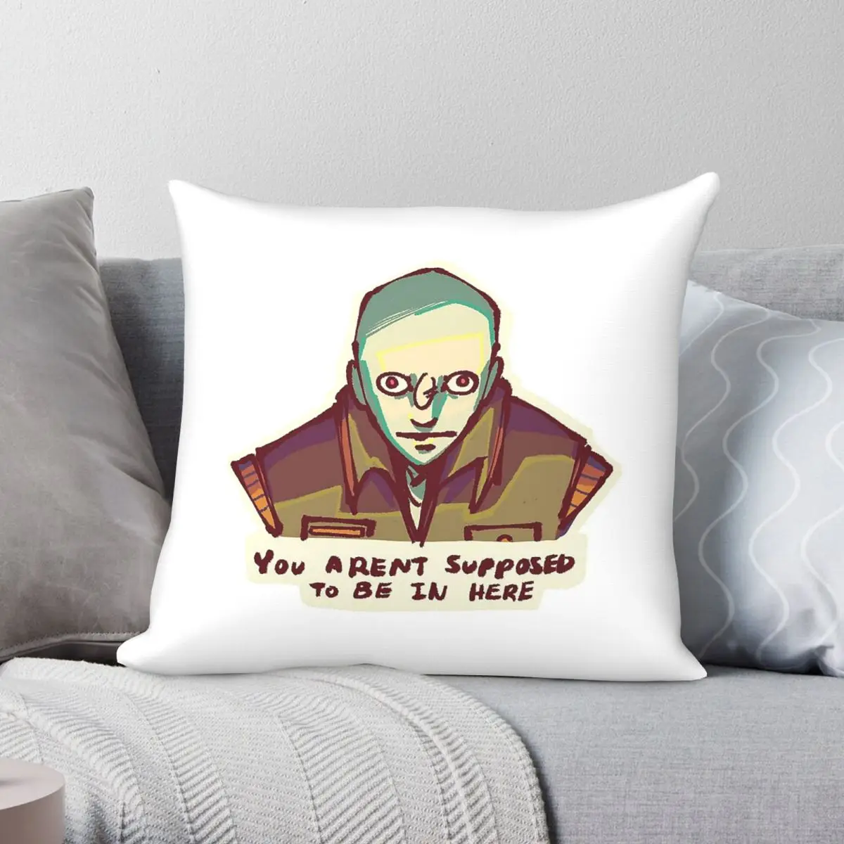 Alien Working Joe Square Pillowcase Polyester Linen Velvet Creative Zip Decorative Pillow Case Sofa Seater Cushion Case