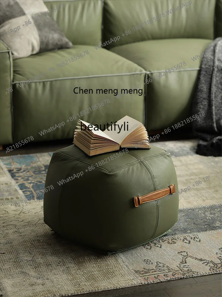 

X Simple, the first layer of cowhide, genuine leather handle square pier, a variety of shoe changing stools