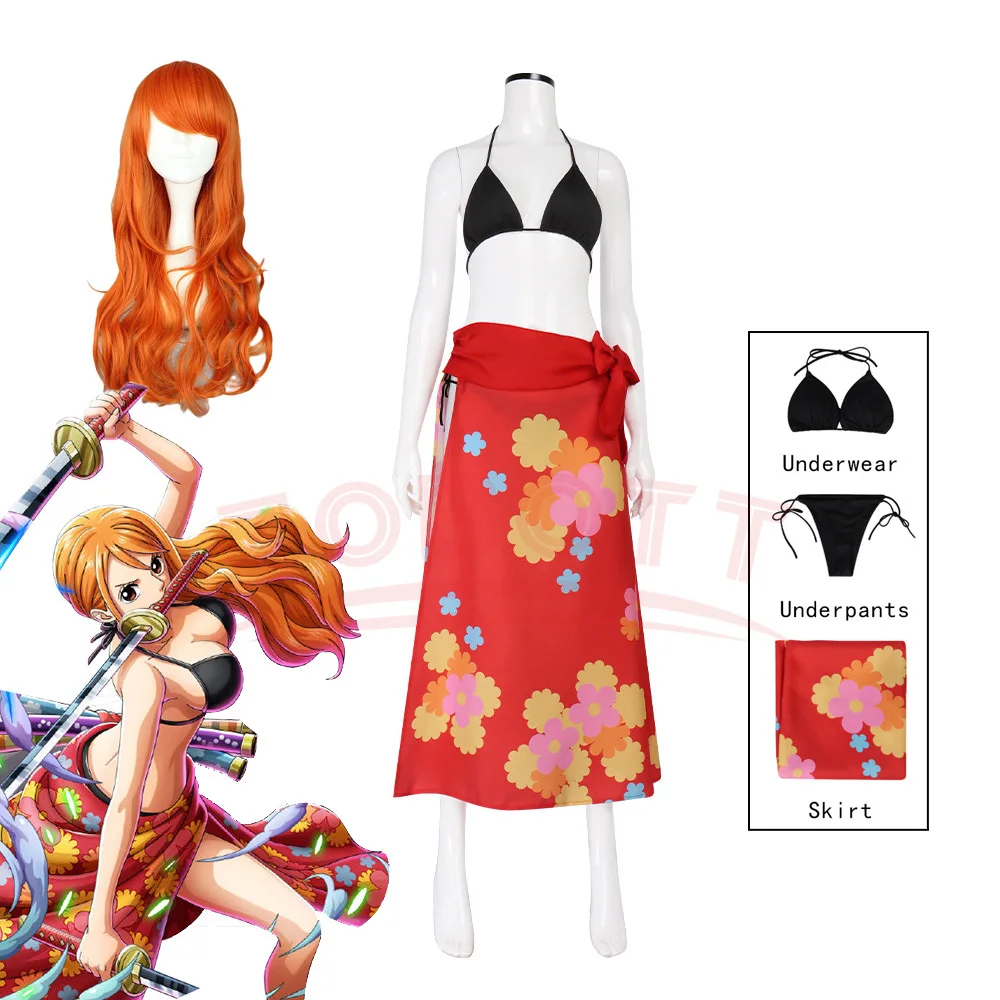 Anime Nami Cosplay Costume Santōryū perruque maillot de bain été Bikinis jupe bustiers adulte femme Sexy Kawaii carnaval fête Costume