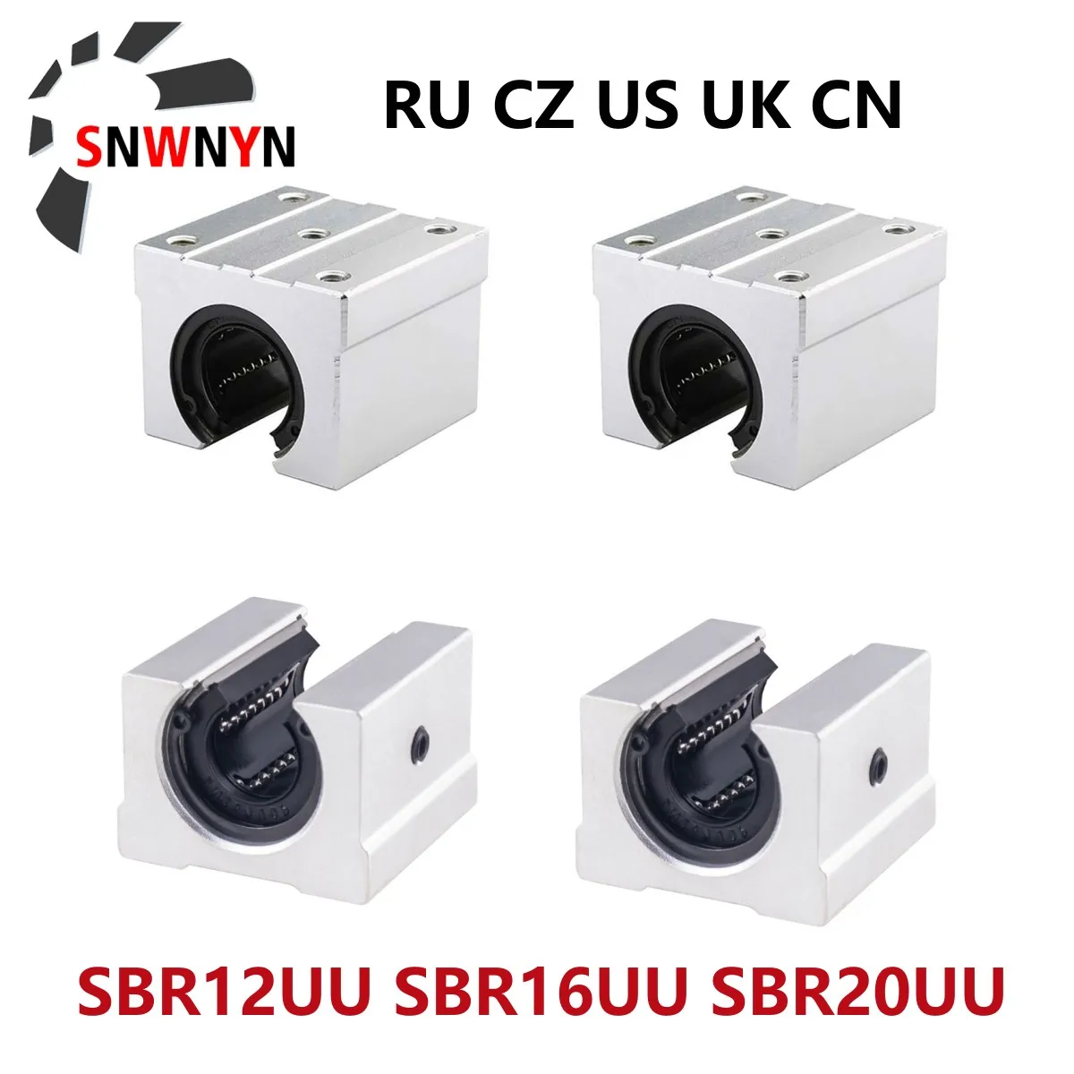 4pcs SBR12UU SBR16UU SB20UU Linear Bearing Sliding Block For Linear Rail Guide SBR12 SBR16 SBR20 Of CNC 3D Part