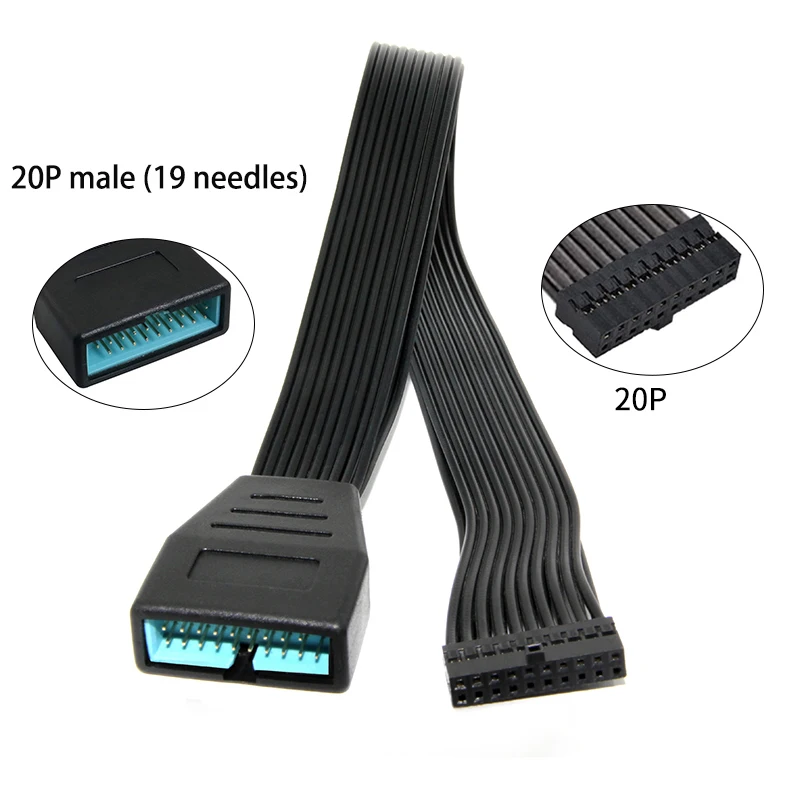 1PCS USB 3.0 Header Extension Cable Low Profile USB 3.0 Internal 19/20 Pin Header Extender Motherboard Adapter