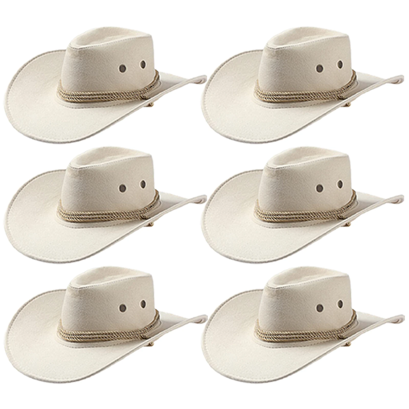6-24 Set Cowboyhoeden voor mannen en vrouwen, cowboyhoed voor vrijgezellenfeest, cowboyhoeden met bandana's voor bruidsdouche - afbeelding 1