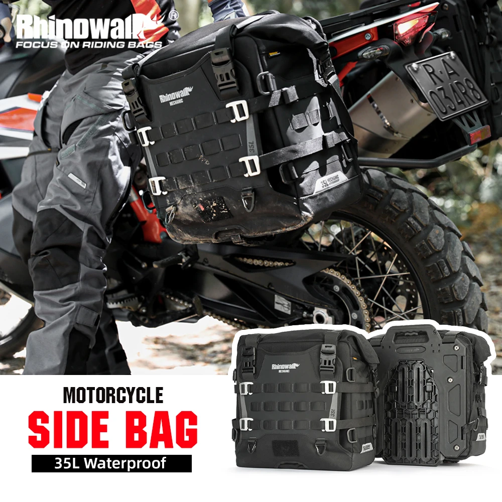 Borsa Da Moto Impermeabile Rhinowalk 6L | Da Sella E Laterale | Con Tracolla | Sistema Di Fissaggio 4 Punti | Rifrangente