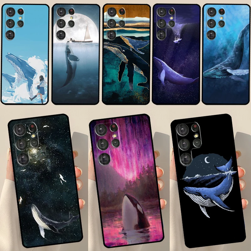 Whale Fish Wave Sea Case For Samsung Galaxy S23 S22 Ultra S21 S20 FE S9 S10 S22 Plus Note 20 Note 10 Plus Cover