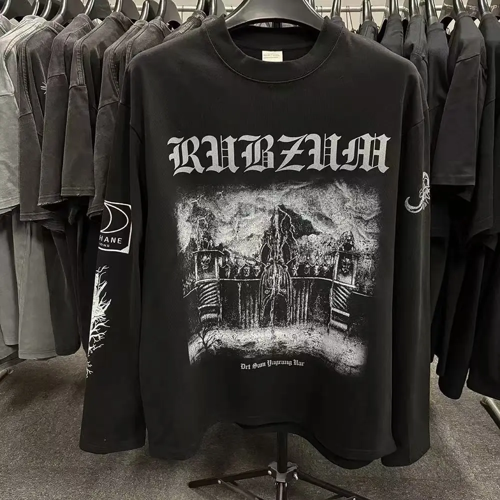 

Y2k Letter Print Long Sleeve Oversized Men T-shirt American Street Autumn Women Top Fashion Casual Streetwear Female Clothes