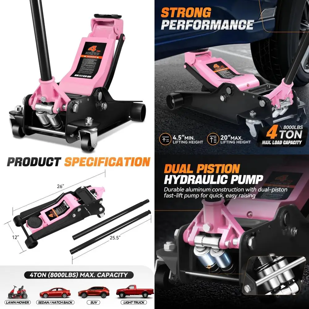 

Heavy Duty 4 Ton Low Profile Floor Jack with Dual Piston Quick Lift and Hydraulic Racing Car Lift Jack