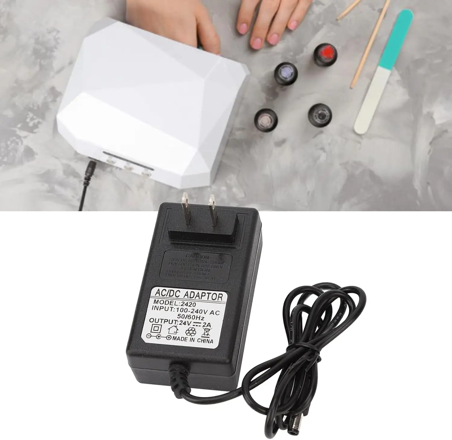 محول طاقة للأظافر 24 فولت 2 أمبير، استبدال شاحن مصباح الأظافر LED بقدرة 48 وات #4
