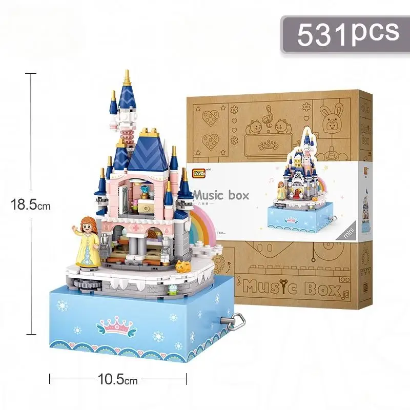 DIY風車ハウスオルゴール組み立てブロッククリスマスプレゼントバレンタインデーおもちゃ男女兼用可愛い