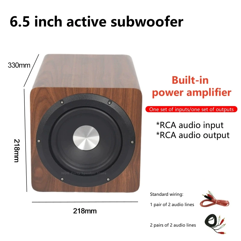 Ibass SU650D 100W High-power Subwoofer RCA output/input Home Theater Pure Bass 6.5-inch Active Subwoofer 110V-220V Wide Voltage