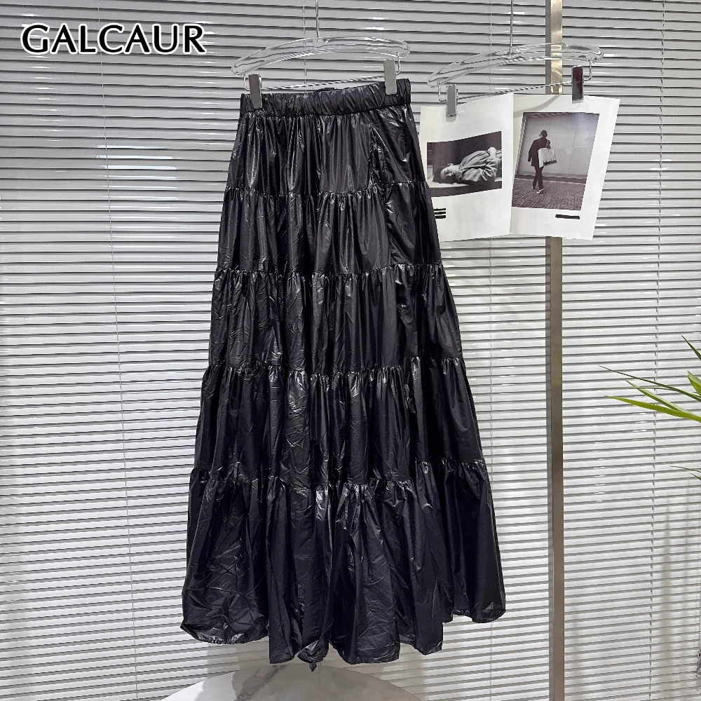 

GALCAUR однотонная шикарная юбка на молнии женская с высокой талией свободная уличная одежда для девочек женские длинные юбки осенняя мода новый стиль