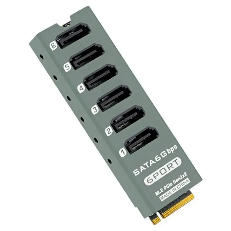 [NEW!】 Expansion Card 6-Port SATA 6Gbps Pcie 3.0 To Aluminum Alloy NAS HDD SSD Controller Support PM Port Multiplier ASM1166
