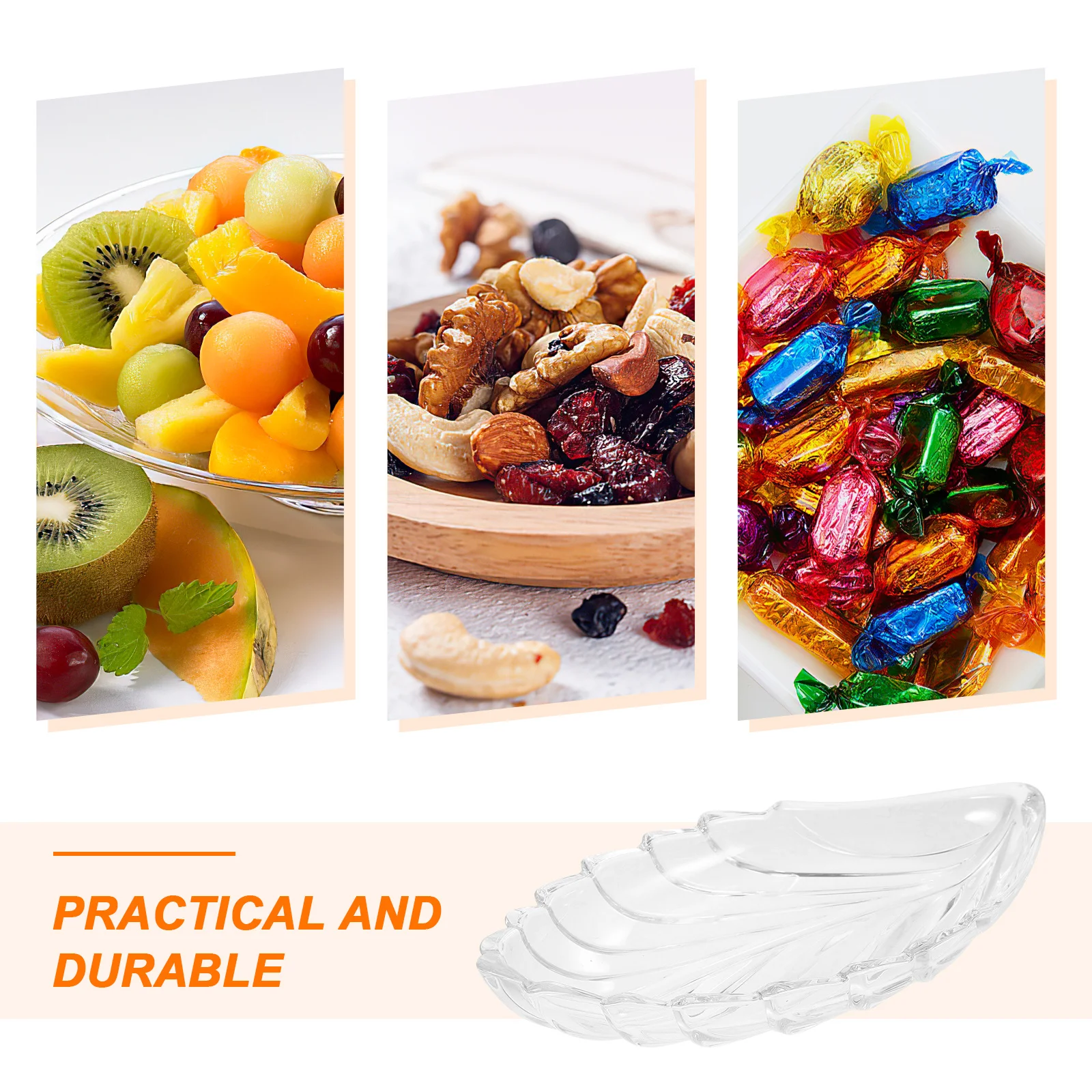 

Transparent Leaf Candy Tray Large Capacity Snack Serving Plate Decorative Fruit Bowl Household Organizer Desktop Tray