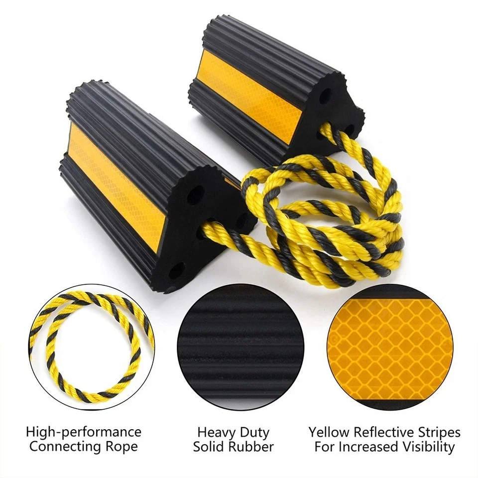 Rubber Wheel Chock Tire Stopper Blocks 2Pcs For RV Caravan Trailer Camper Van Truck Sedan Vehicle Parking Safety Spare Parts