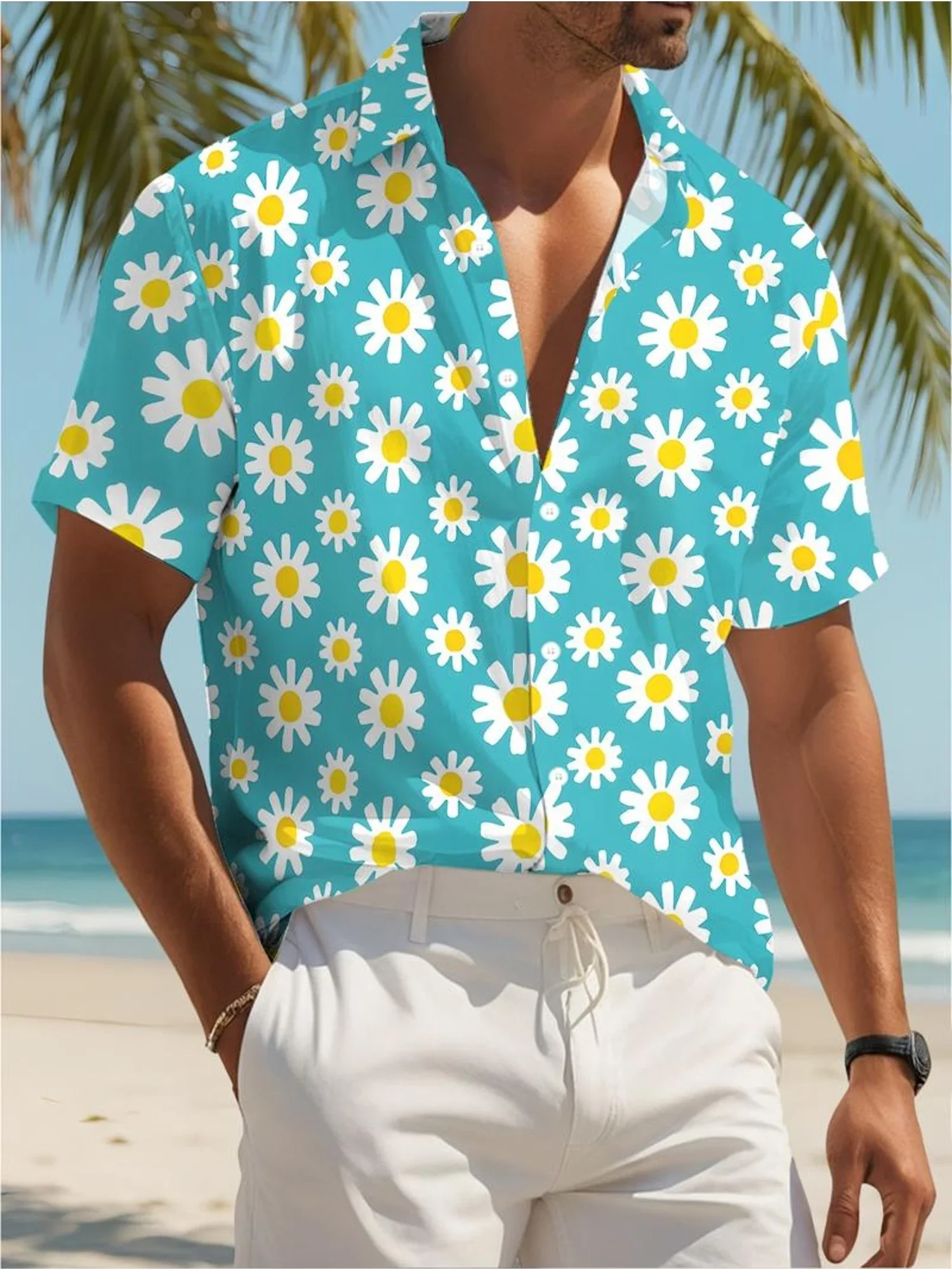 

Summer Urban Street Style Men's Hawaiian Shirt Man Short Sleeve Vibrant Party Print Loose Fit Comfortable Holiday Beach Outfits