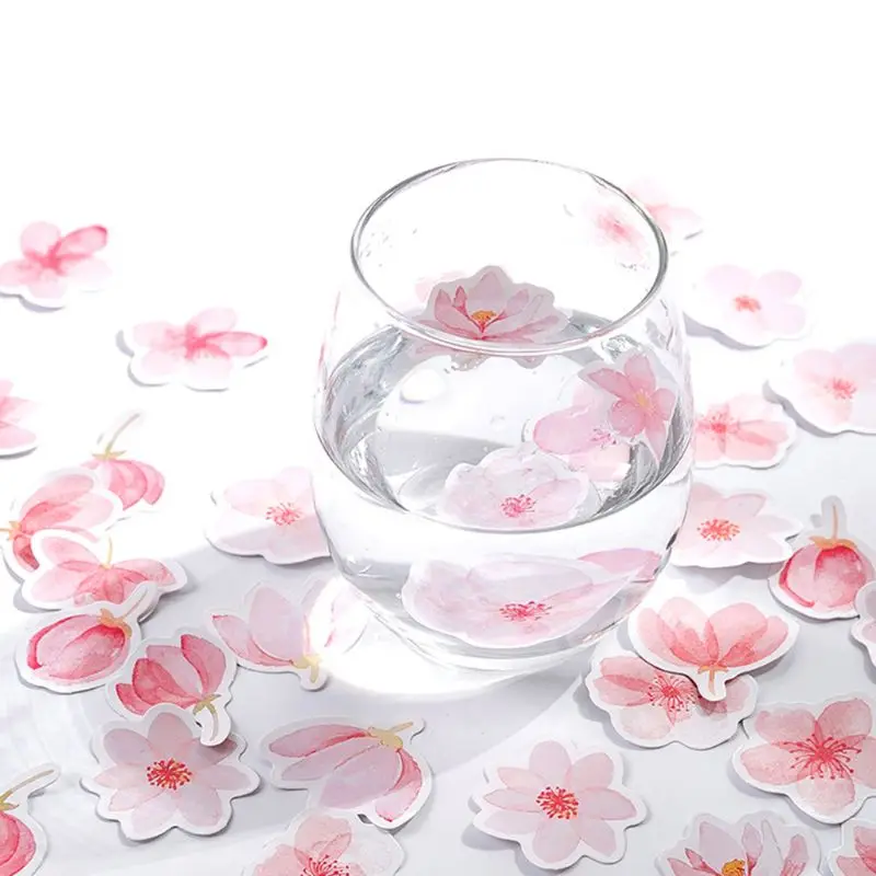 2023 ใหม่ 45 ชิ้น/กล่อง Cherry Blossoms เครื่องเขียนสติกเกอร์ซีลป้ายสติกเกอร์ท่องเที่ยว DIY S
