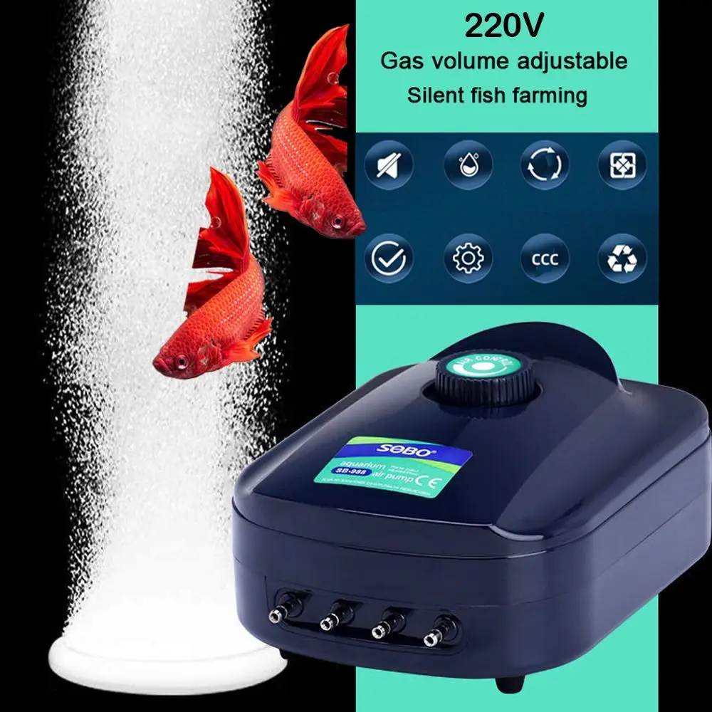 Ultra Silent Aquarium Air Pump Low Noise Silent Operation Adjustable Air Flow Oxygen Pump Air Compressor Aerator 220v 3.5/4/12W