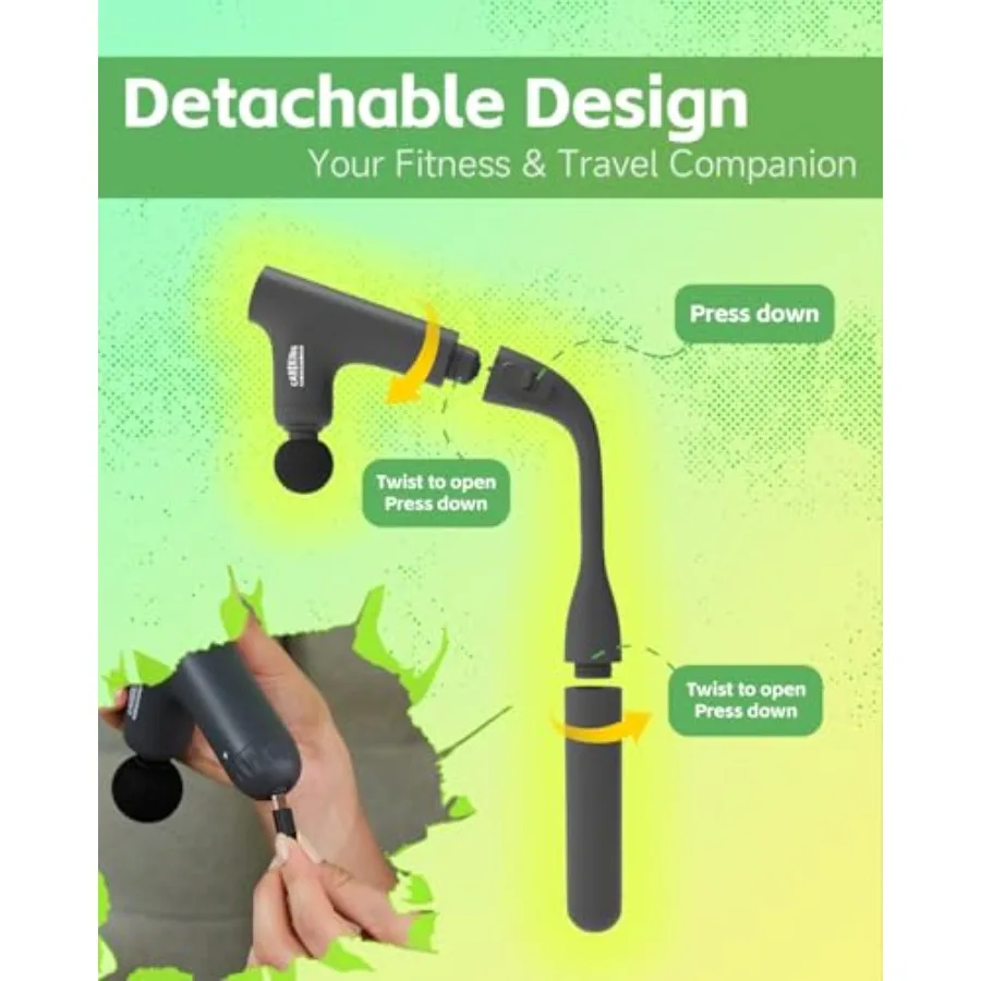 Convertible 3-in-1 Massage Gun Deep Tissue with Extended Handle Back Pain Relief Percussion Muscle Massager for Neck Shoulder M