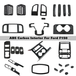 ABS Carbon Fiber Interior Mouldings For Ford F150 2017-2020 Window Lift Switch Dashboard Trim Navigation Panel Side Vent Outlet