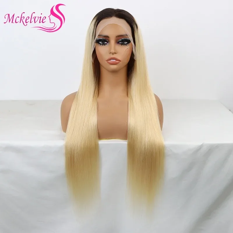 

1B/613 13x4 Lace Frontal Straight Hair Wigs Brazilian Remy Human Hair Ombre Color Transparent Lace Pre Plucked Wig For Women