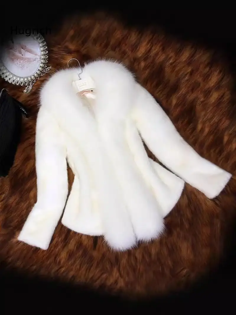 Women's Winter Warm Faux Fur Coat Soft Plush Long Sleeve Jacket Elegant Fluffy Outerwear White Black Red