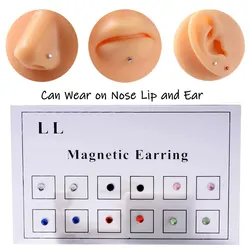 12PCS/Card Fake Cheater Non Pierced Magnet Ear Tragus Cartilage Lip Labret Stud Nose Ring Jewelry Magnetic Earring