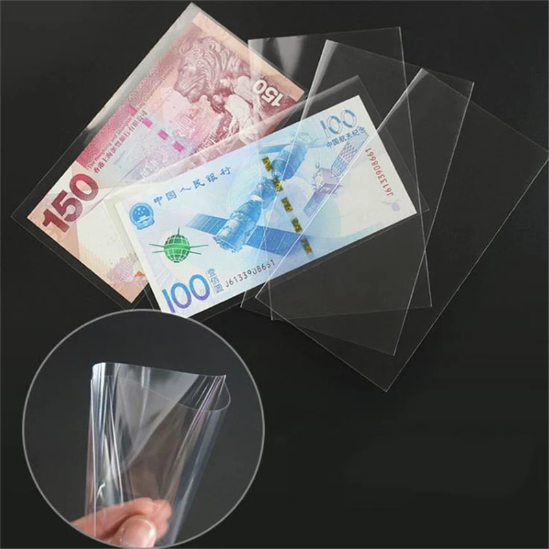 100Pcs Banknotes Holder Coin Album Storage Bag Box Photocards Pvc Page Paper Money Cedulas Collection Case Transparent Organizer